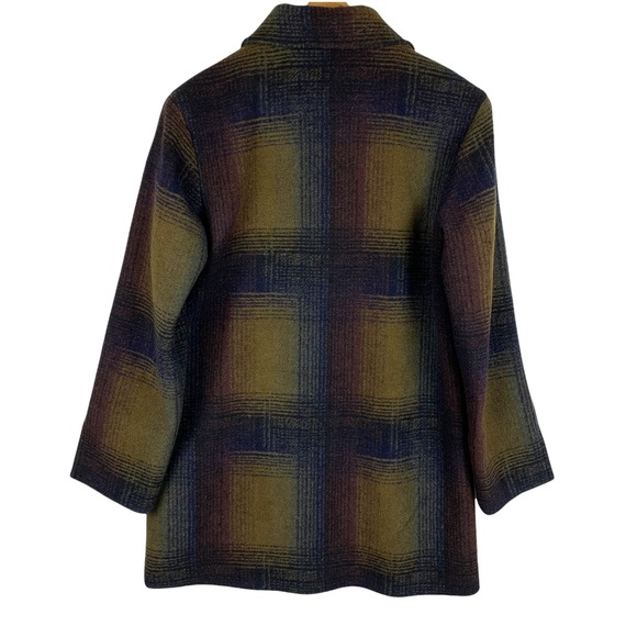 Pendleton Olive Green Plaid Wool Blend Collared Button Front Coat Jacket Size XS - Picture 2 of 8